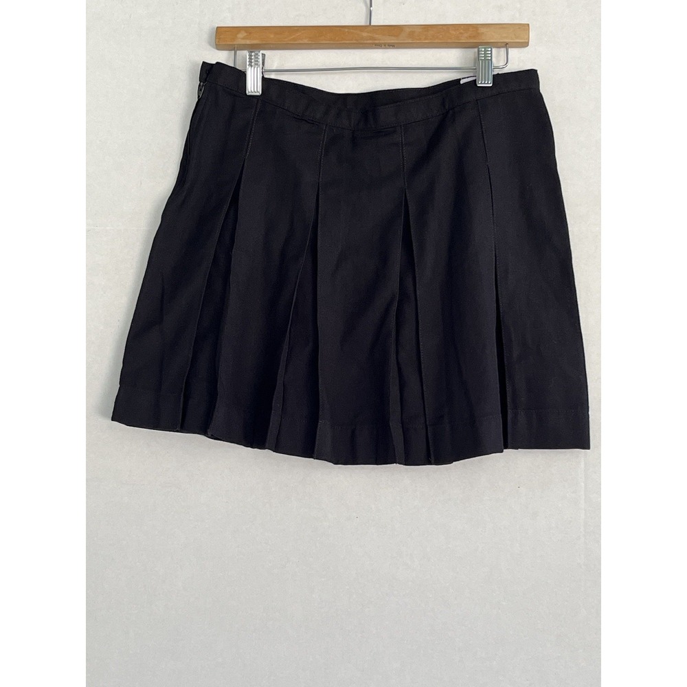Lands End‎ Solid Pleated Skirt - Below Knee -School Uniform -Size 16 - Black